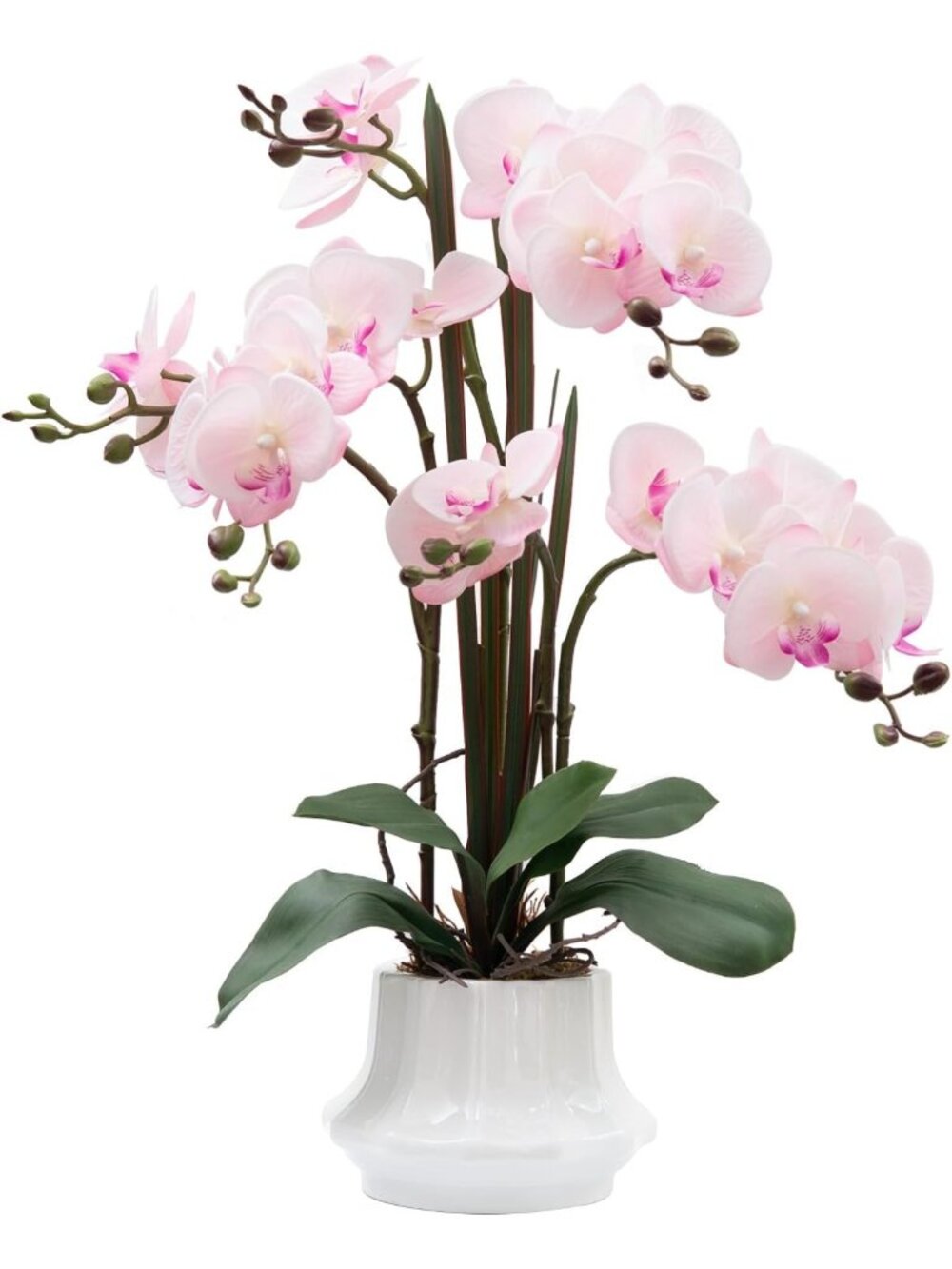 Real Touch Pink Faux Orchid Flower Arrangement in Ceramic Vase - 20.9''